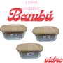 Imagem de Pote Hermético em Vidro com Tampa de Bambú Sustentável 320ML-KIT 03UNIDADES