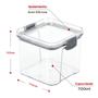 Imagem de Pote Hermético Quadrado Transparente com Trava 700ml Cinza