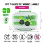 Imagem de Pote Lanche De 2 Andares Infantil 400Ml Piccolino - Verde