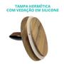 Imagem de Pote Mantimento Vidro Com Tampa Alça Hermético Bambu 1,3l