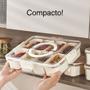 Imagem de Pote Organizador Cozinha De Geladeira Frutas E Verduras Com Cesto 3,8L com 8 Compartimentos