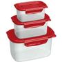 Imagem de Pote Plástico Conjunto 3 Potes P/M/G com Trava Vermelho