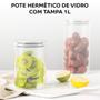 Imagem de  Pote Porta Alimentos Hermético Vidro Borossilicato com Tampa de Inox 1 Litro Mimo Style