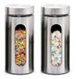 Imagem de Pote Porta Mantimento De Inox Com Visor De Vidro 1300ml