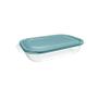 Imagem de Pote Raso Retangular Transparente Tampa Color Marmita 460 ml