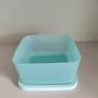 Imagem de Pote Refri Line Quadrado 650ml Aquamar Tupperware