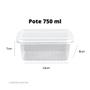 Imagem de Pote Retangular 750ml PP Transparente Copozan Caixa 144 Unidades Livre de BPA Marmita Fitness
