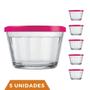 Imagem de Pote Vidro Americano C/Tampa Cores Cereal Bolacha 600ml 5Un