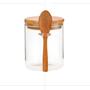 Imagem de Pote Vidro Com Colher De Bambu Tampa Hermetica 900ml