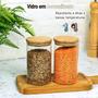 Imagem de Potes De Vidro 600ml Herméticos Tampa De Bambu 3 pcs