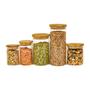 Potes de Vidro P/ Mantimentos C/ Tampa Bambu Oikos - 5 Pçs Imagem de Potes de Vidro P/ Mantimentos C/ Tampa Bambu Oikos - 5 Pçs