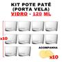 Imagem de Potes de Vidro Patê 120ml c/ Tampa - Kit 10 un.