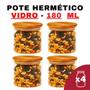 Imagem de Potes Vidro Herméticos Bambu - 180ml (4 unid)