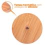 Imagem de Potiche Bomboniere de Cerâmica Azul com Tampa de Bambu 12,5x10cm Lyor