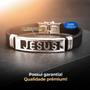 Imagem de Prata jesus cristo pulseira masculina + placa presente social casual qualidade premium