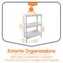 Imagem de Prateleira Branca Estante Modular Com 3 Andares Plástico Resistente Multiuso Para Cozinha Lavanderia