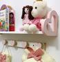 Imagem de Prateleira coração 60cm colorida e cabideiro quarto infantil