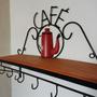 Imagem de Prateleira de Café Porta Tempero 60cm Tema Bule Vermelho Sudeste Rústico