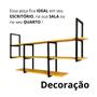 Imagem de Prateleira De Parede Suspensa Estilo Industrial Ferro E Madeira Laminado Com Preto - Ideal Para Exposição E Organização De Objetos Decorativos