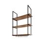 Imagem de Prateleira Estilo Industrial Suspensa Teto Cozinha Nicho Denver 80cm - Preto/freijó