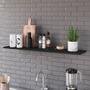 Imagem de Prateleira Flutuante Para Cozinha Kit 2 com Suporte Invisível 68cm Yara Preto - Lumil