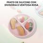 Imagem de Pratinho Infantil De Silicone BPA Free Com Ventosas Não Escorrega Seguro Rosa Mimo Style