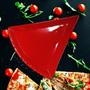 Imagem de Prato De Pizza Fatia Vermelho em Cerâmica  Pode Assar Direto no Forno