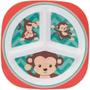 Imagem de Prato Infantil Bebê Criança Com 3 Divisórias Macaco Rosa
