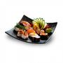 Imagem de Prato Quadrado Concavo Kampai Japonês 15 cm Black de Melamina Kit c/ 3 Unids