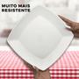 Imagem de Prato Quadrado De Melamina 25,5cm Branco Resistente Liso Branco Raso Quadriculado Evento Jantar Almoço Refeição Sobremesa Buffet Comida Japonesa