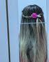 Imagem de Prendedor de Cabelo Presilha Formato de Flor Cristal Strass Bico de Pato Tic Tac Adulto e Infantil Moda Primavera Rosa
