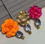 Imagem de Prendedor de Cabelo Presilha Formato de Flor Cristal Strass Bico de Pato Tic Tac Adulto e Infantil Moda Primavera Rosa