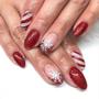 Imagem de Pressione as unhas SHUXILIN Snowflake Red White Glitter x24