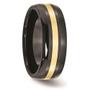 Imagem de Preto cerâmico com 14k Inlay 8mm Banda Polida