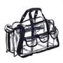 Imagem de Professional Clear PVC Makeup Kits Organizer Make up Set Bag MUA Bag Carry All Makeup Artist Bag Transparent Vinyl Travel Cosmetic Set Bag com 6 bolsos externos & suporte de tecido