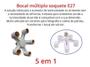 Imagem de Prolongador Adaptador Extensor Bocal Lâmpada E27 - 5 Lâmpadas - 5x1 - 5 em 1 - Multiplo - Quintuplo