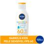 Protetor Solar Nivea Sun Kids & Babies Pele Sensível FPS 60 125ml Imagem de Protetor Solar Nivea Sun Kids & Babies Pele Sensível FPS 60 125ml
