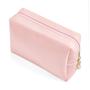 Imagem de PU Bolsa Cosmética de Couro para Mulheres Meninas Minimalismo Bolsa de Maquiagem para Uso Diário Bolsa de Armazenamento Portátil Pequena Bolsa Cosmética Limpa Bolsa de Higiene Resistente à Água para Viagem (Rosa Rosa)