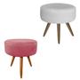 Imagem de Puf Puff Decorativo Redondo Rosê E Branco Combo Com 2