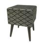 Imagem de Puff Angel Quadrado Jacquard Luxo Prata com Preto Geométrico