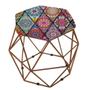 Imagem de Puff Aramado Bronze Assento Hexagonal Suede Mandala Vermelho- SA Móveis