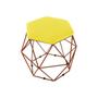 Imagem de Puff Aramado Onix Hexagonal Base Bronze Suede Amarelo