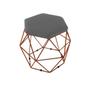 Imagem de Puff Aramado Onix Hexagonal Base Bronze Suede Cinza Grafite