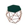Imagem de Puff Aramado Onix Hexagonal Base Bronze Suede Verde Militar
