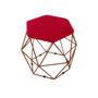 Imagem de Puff Aramado Onix Hexagonal Base Bronze Suede Vermelho