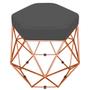 Imagem de Puff Banco Decorativo Aramado Hexagonal Base Eiffel Bronze Suede Cinza - Abmaza