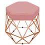 Imagem de Puff Banco Decorativo Aramado Hexagonal Base Eiffel Bronze Suede Rosê - Abmaza