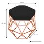 Imagem de Puff Banco Decorativo Aramado Hexagonal Base Eiffel Bronze Suede Rosê - Desk Design