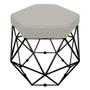 Imagem de Puff Banco Decorativo Aramado Hexagonal Base Eiffel Preta Suede Bege - Abmaza