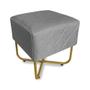 Imagem de Puff Banqueta Bela Linho Cinza Base Metal Dourado - Vallisa Decor